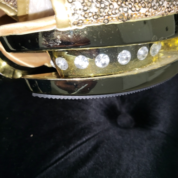 Sparkling Gold Sequin Platform Heels - Picture 10 of 11